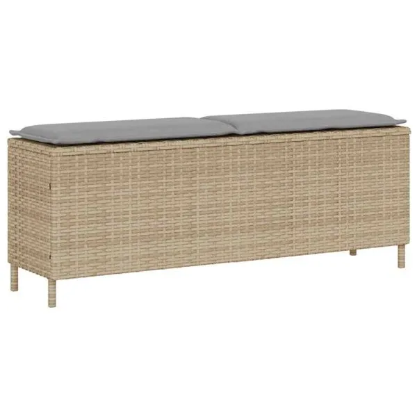 Bancă de grădină cu pernă Bej 110x30x40,5 cm Poly Ratan