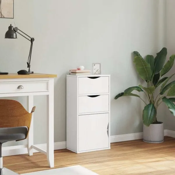 Dulap lateral cu sertare ODDA alb 40x24x79 cm lemn masiv de pin