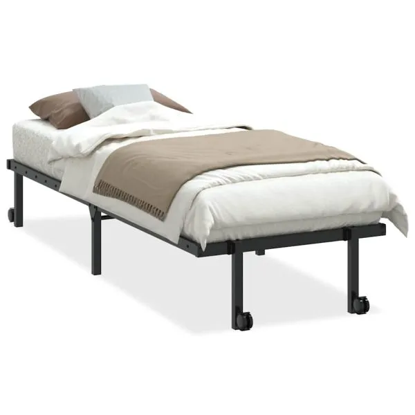 Cadru de pat fără saltea Pliabil Negru 80×200 cm Oțel