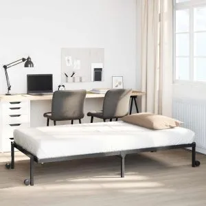 Cadru de pat fără saltea Pliabil Negru 80×200 cm Oțel
