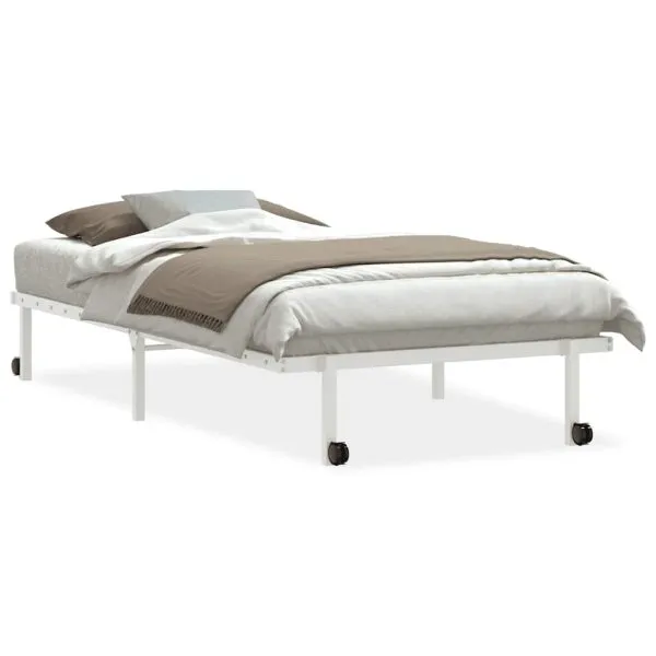 Cadru de pat fără saltea pliabil alb 107×203 cm oțel