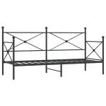 Pat de zi fără saltea Negru 80×200 cm Oțel