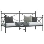 Pat de zi fără saltea Negru 80×200 cm Oțel