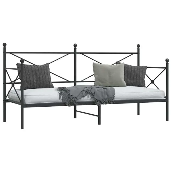 Pat de zi fără saltea Negru 80×200 cm Oțel
