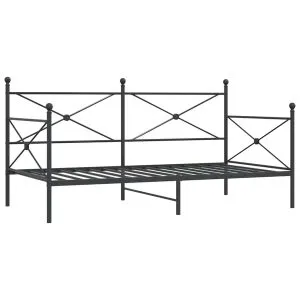 Pat de zi fără saltea Negru 100×200 cm Oțel