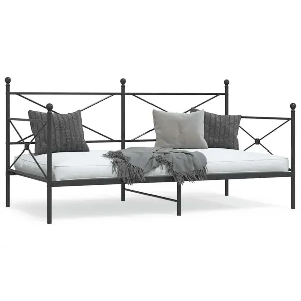 Pat de zi fără saltea Negru 100×200 cm Oțel