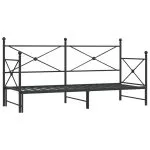 Pat de zi cu șaia fără saltea Negru 75×190 cm Oțel