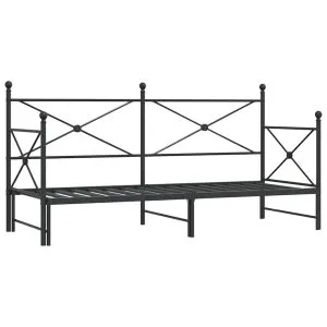 Pat de zi cu șaia fără saltea Negru 75×190 cm Oțel