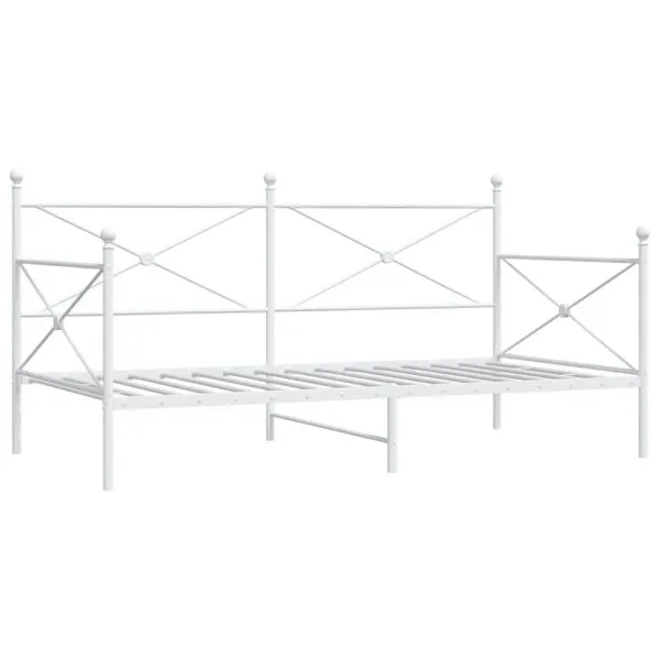 Pat de zi fără saltea Alb 107×203 cm Oțel