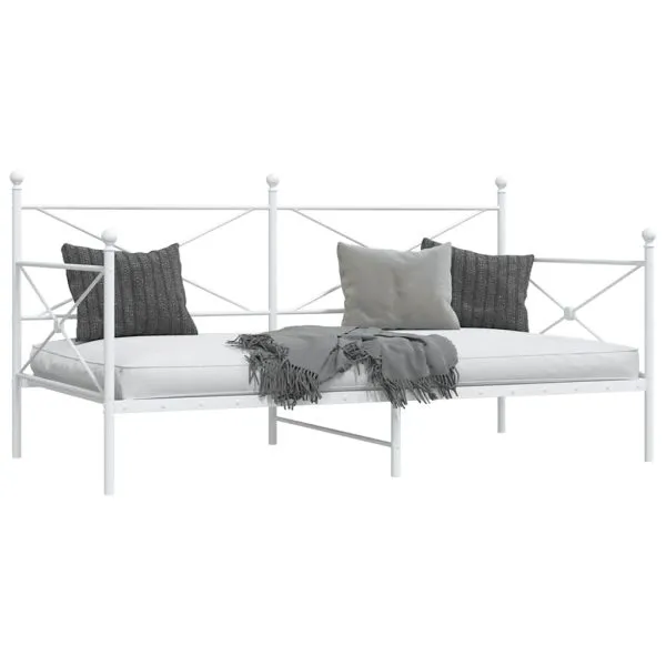 Pat de zi fără saltea Alb 107×203 cm Oțel