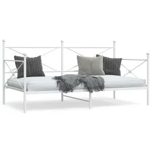 Pat de zi fără saltea Alb 107×203 cm Oțel