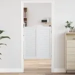Uși batante cu jaluzele design 1 pereche alb 100×80 cm