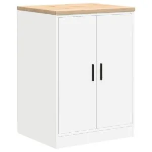 Dulap depozitare garaj alb 60x51x85 cm lemn masiv de pin