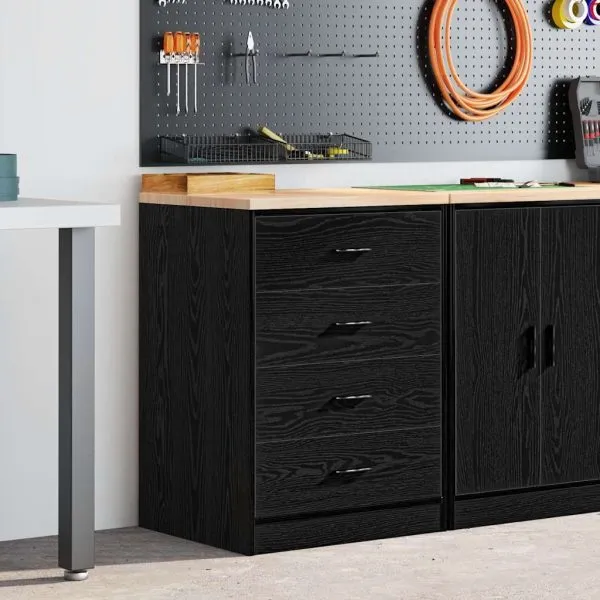 Dulap depozitare garaj negru 60x51x85 cm lemn masiv de pin