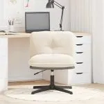 Scaun de birou pivotant, țesătură crem ondulată ca lână