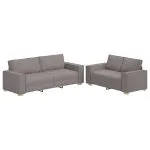Set de canapea cu perne, 2 piese, gri taupe, material textil