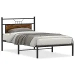 Cadru de pat fără saltea Stejar afumat 107x203cm Lemn prelucrat
