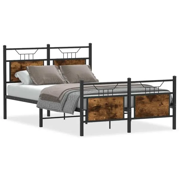Cadru pat fără saltea stejar fumuriu 120×190 cm, lemn prelucrat