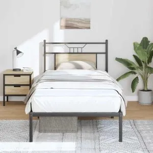 Cadru pat fără saltea stejar sonoma, 90×200 cm, lemn prelucrat