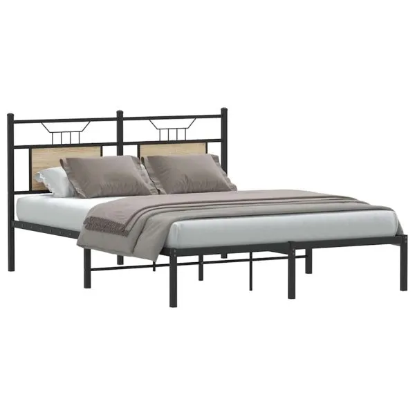 Cadru pat fără saltea, stejar sonoma 137×190 cm lemn prelucrat