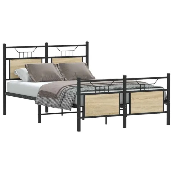 Cadru pat fără saltea stejar sonoma 120×200 cm, lemn prelucrat