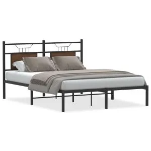 Cadru pat fără saltea stejar maro, 140×190 cm, lemn prelucrat