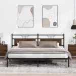 Cadru de pat fără saltea Stejar maro 200×200 cm Lemn prelucrat