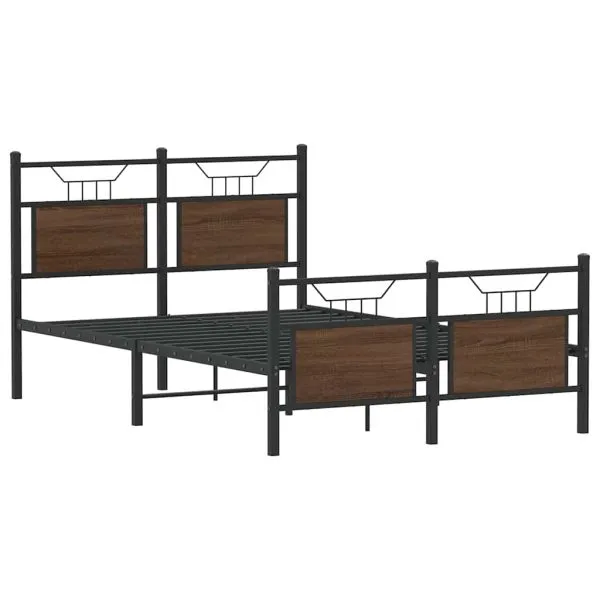 Cadru pat fără saltea stejar maro 120×200 cm, lemn prelucrat