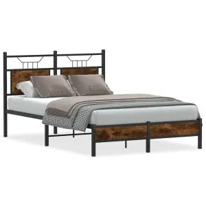 Cadru pat fără saltea stejar fumuriu 120×200 cm, lemn prelucrat