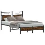 Cadru pat fără saltea stejar fumuriu 120×200 cm, lemn prelucrat