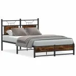 Cadru pat fără saltea stejar fumuriu 120×200 cm, lemn prelucrat
