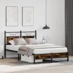 Cadru pat fără saltea stejar fumuriu 120×200 cm, lemn prelucrat