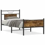 Cadru pat fără saltea stejar fumuriu, 90×200 cm, lemn prelucrat