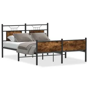 Cadru pat fără saltea stejar fumuriu 140×200 cm lemn prelucrat