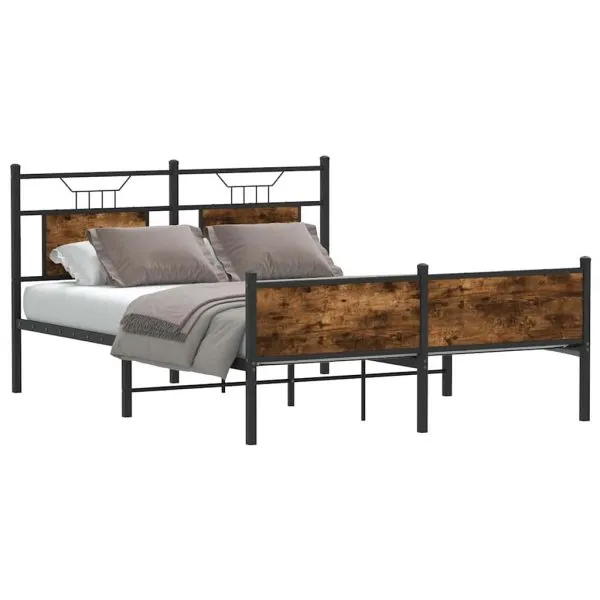 Cadru pat fără saltea stejar fumuriu 140×200 cm lemn prelucrat
