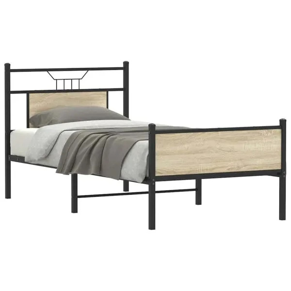 Cadru pat fără saltea stejar sonoma, 90×200 cm, lemn prelucrat