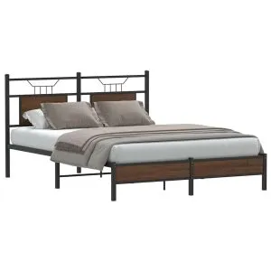 Cadru pat fără saltea stejar maro 140×200 cm lemn prelucrat