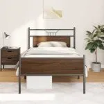Cadru de pat fără saltea Stejar maro 107×203 cm Lemn prelucrat