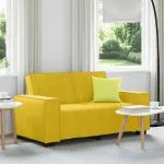 Canapea cu 2 locuri, galben, 120 cm, catifea