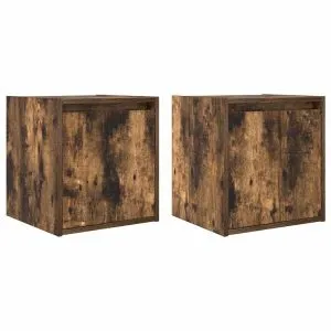 Noptiere montate pe perete 2 buc Stejar afumat 38x34x40 cm