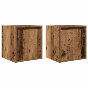Noptiere montate pe perete 2 buc Lemn vechi 38x34x40 cm
