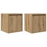 Noptiere montate pe perete 2 buc Stejar Artisan 38x34x40 cm