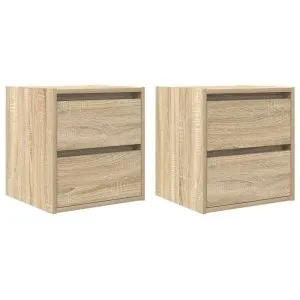 Noptiere montate pe perete 2 buc Stejar Sonoma 38x34x40 cm