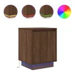 Noptiere cu lumini LED 2 buc Stejar maro 38x34x50 cm