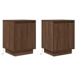 Noptiere cu lumini LED 2 buc Stejar maro 38x34x50 cm