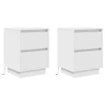 Noptiere cu lumini LED 2 buc Alb 38x34x50 cm