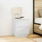Noptiere cu lumini LED 2 buc Alb 38x34x50 cm