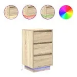 Noptiera cu lumini LED Stejar Sonoma 38x34x65 cm