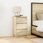 Noptiera cu lumini LED Stejar Sonoma 38x34x65 cm