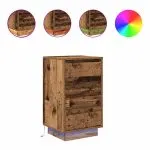 Noptiera cu lumini LED Lemn vechi 38x34x65 cm
